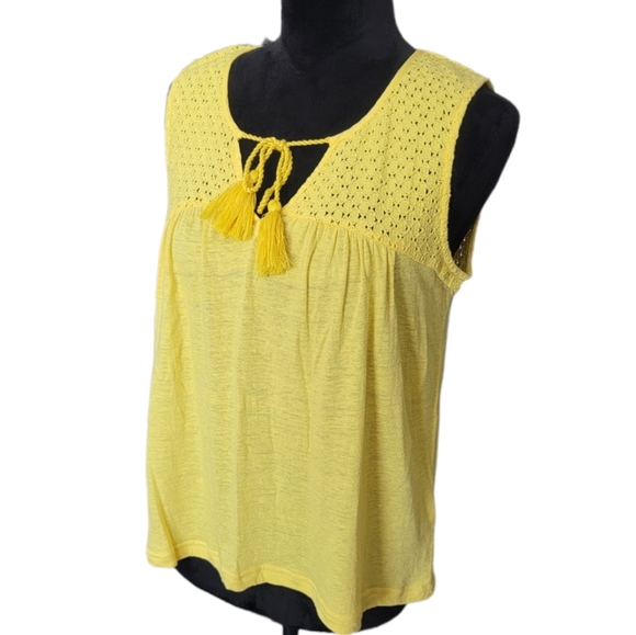 Anthropologie Akemi + Kin Piaf Yellow Boho Crochet Tank Size Small - Picture 4 of 9